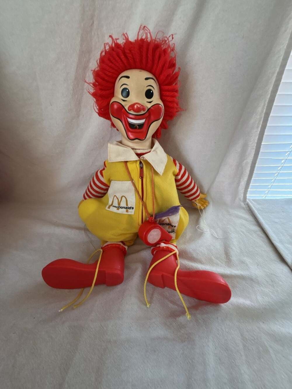 Vintage 1978 Hasbro Ronald McDonald 21-Inch Plush Doll with Whistle and Grimace